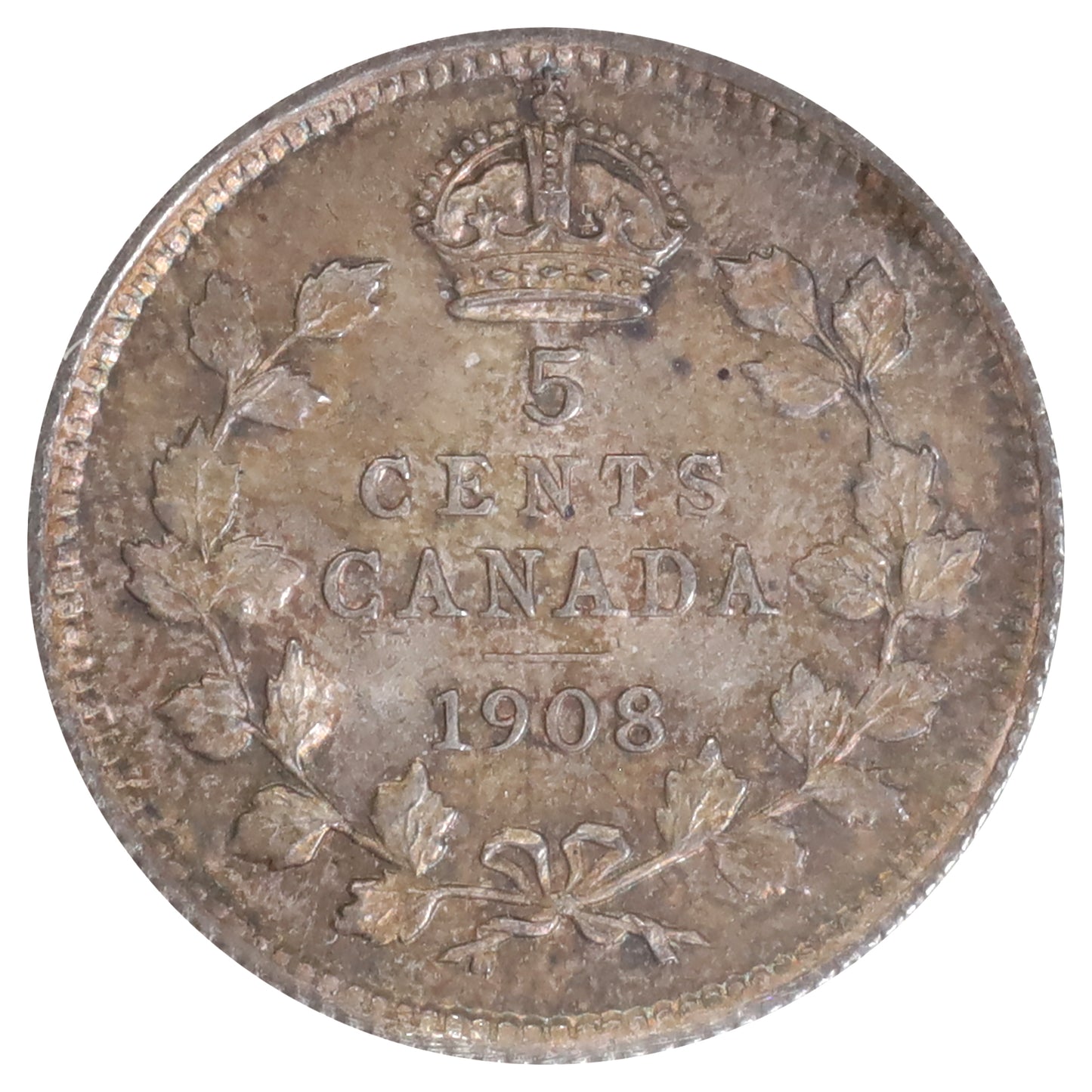 1908 Small 8 Canada 5-cents ICCS Certified MS64 (XCZ 889)