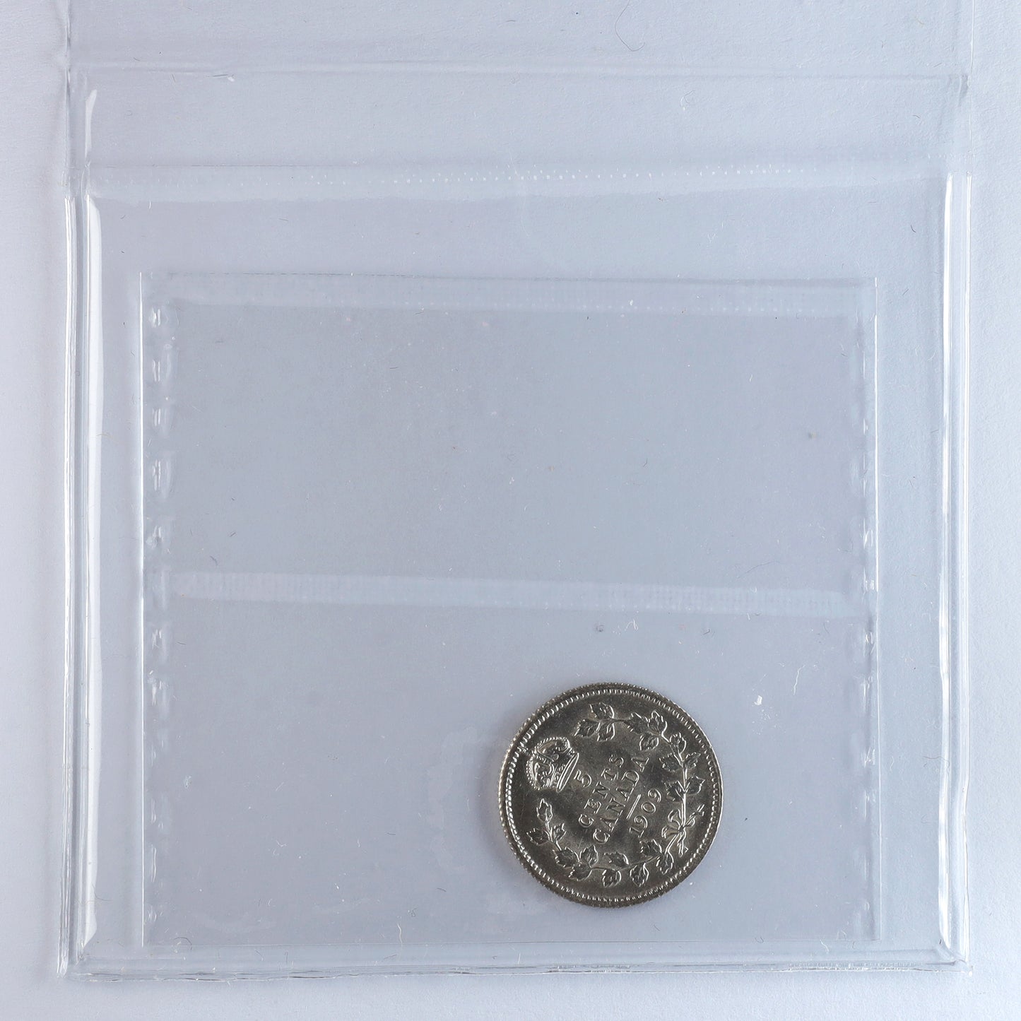 1909 Round Leaves, Bow Tie Canada 5-cents ICCS Certified MS63 (XHT 255)