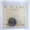 1936 Canada 5-cents ICCS Certified MS60