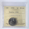 1958 Double 1958 Canada 5-cents ICCS Certified MS64