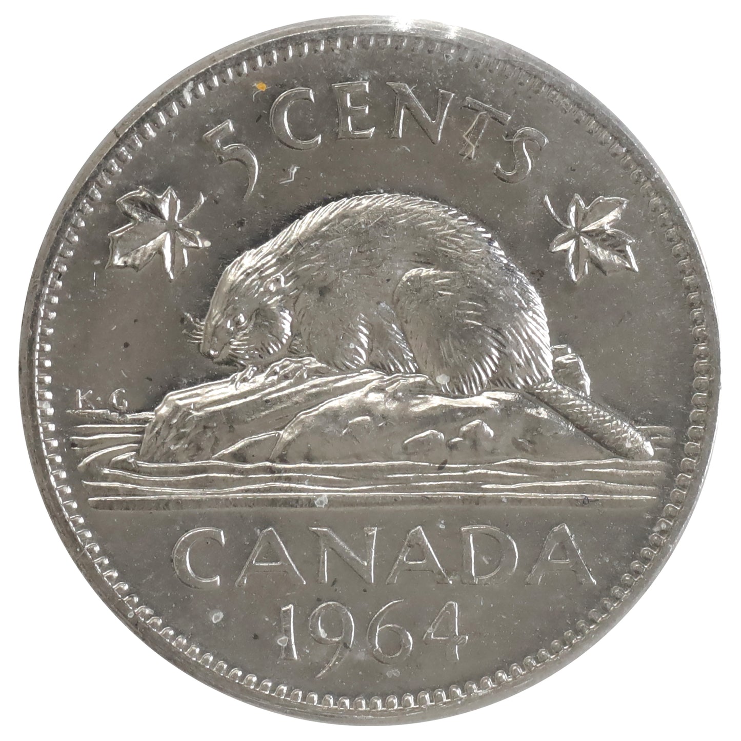 1964 Extra Waterline Canada 5-cents ICCS Certified MS64