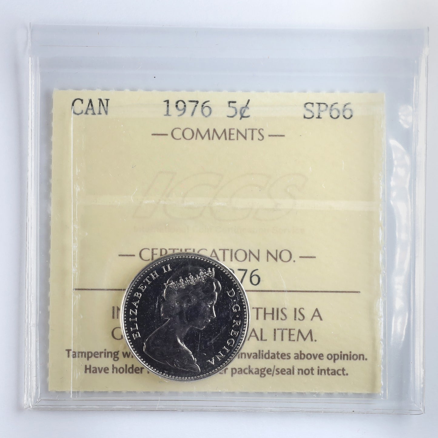 1976 Canada 5-cents ICCS Certified SP66