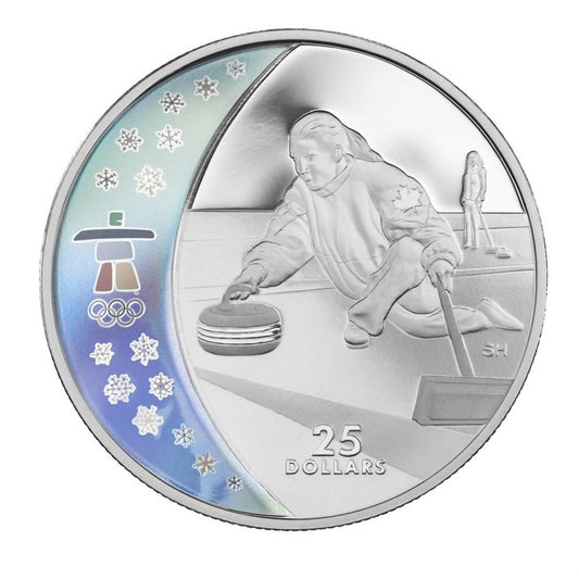 2007 Canada $25 Curling Olympic Sterling Silver Hologram