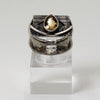 Sterling Silver Yellow Stone Geometric Ring - 7