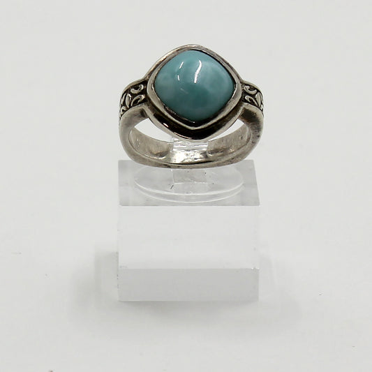 Sterling Silver Larimar Ring - 6