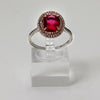 Sterling Silver Red Stone Halo Ring  - 10