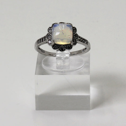 Sterling Silver Vintage-Style Halo Ring - 6 1/2