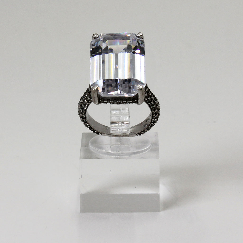 Sterling Silver Emerald-Cut Statement Ring - 5