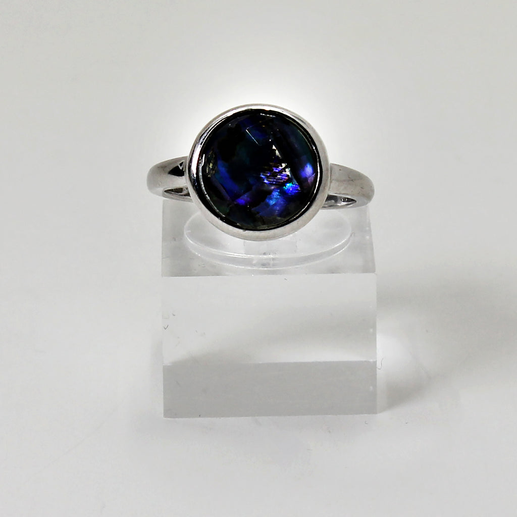 Sterling Silver Dark Iridescent Ring - 6 1/2