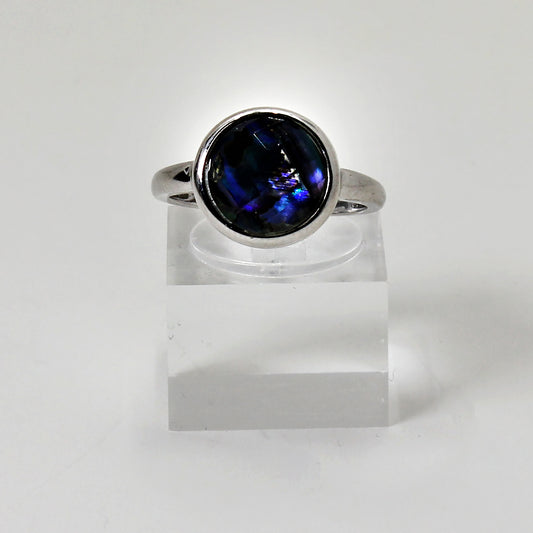 Sterling Silver Dark Iridescent Ring - 6 1/2