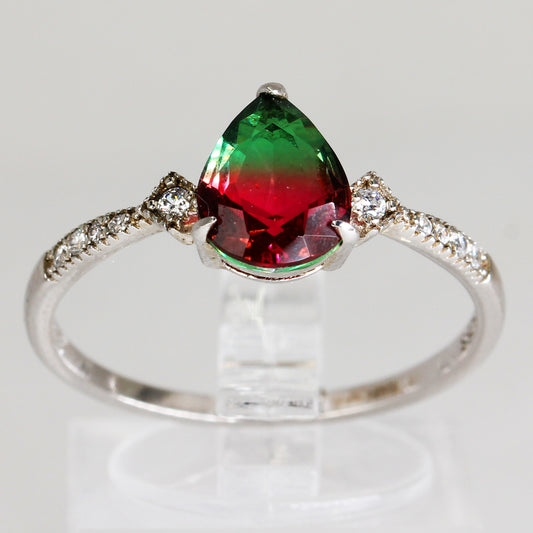 Sterling Silver Watermelon Hue Ring - Size 10