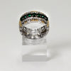 Sterling Silver Green Stone & Gold Toned Ring - 9