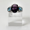 Sterling Silver Purple & Blue Trinity Ring - 6 1/2