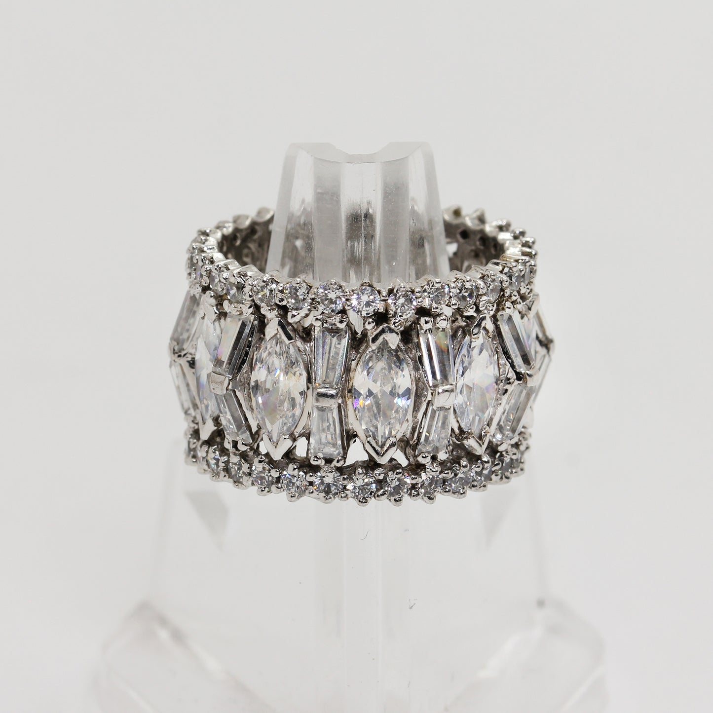 Sterling Silver Wide Openwork Ring - Size 6
