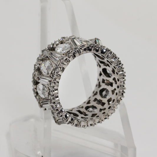 Sterling Silver Wide Openwork Ring - Size 6