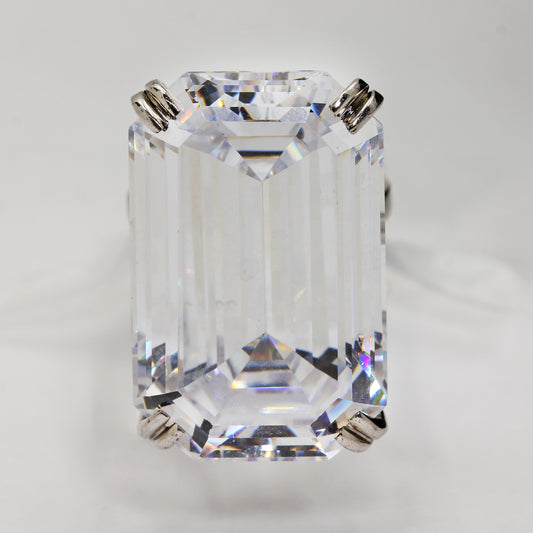 Sterling Silver Emerald-Cut Cocktail Ring - Size 5 1/2