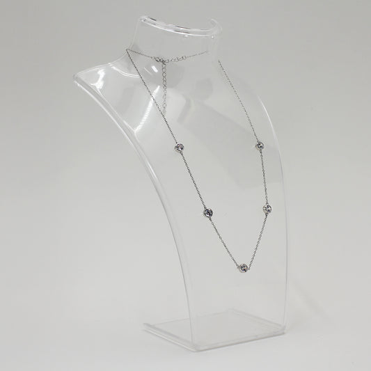 Sterling Silver Clear Stone Ball & Chain Necklace