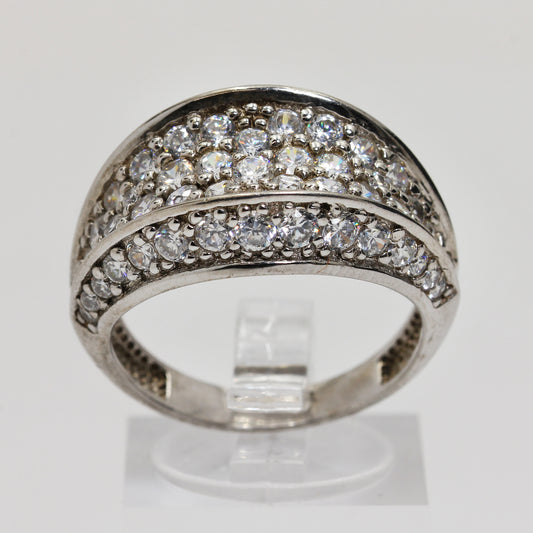 Sterling Silver Clear Saddle Ring - Size 9