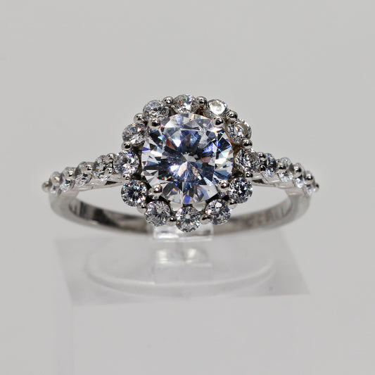 Sterling Silver Halo Ring - Size 7