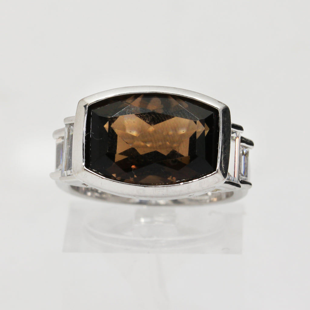 Sterling Silver Brown Rectangular Ring - Size 7