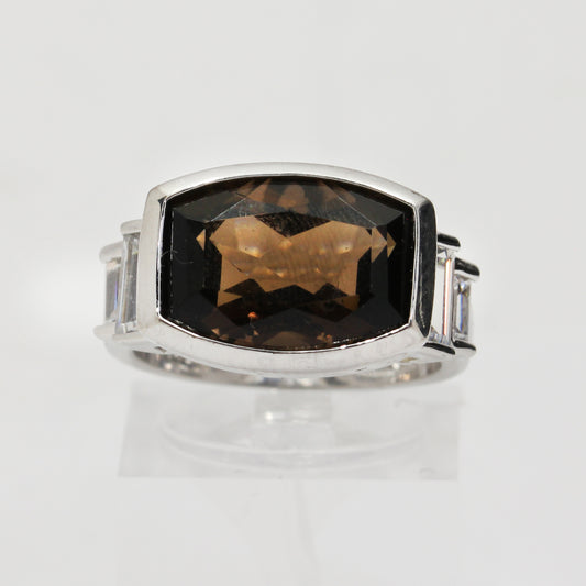 Sterling Silver Brown Rectangular Ring - Size 7