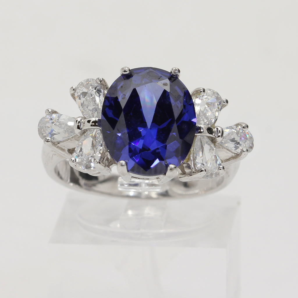 Sterling Silver Blue Spark Ring - Size 7 1/2