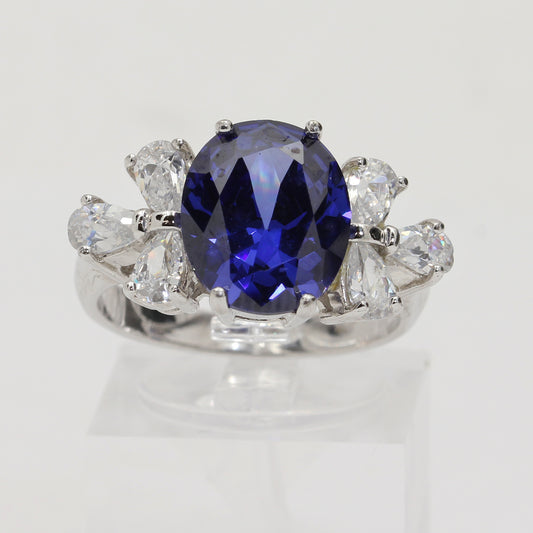 Sterling Silver Blue Spark Ring - Size 7 1/2