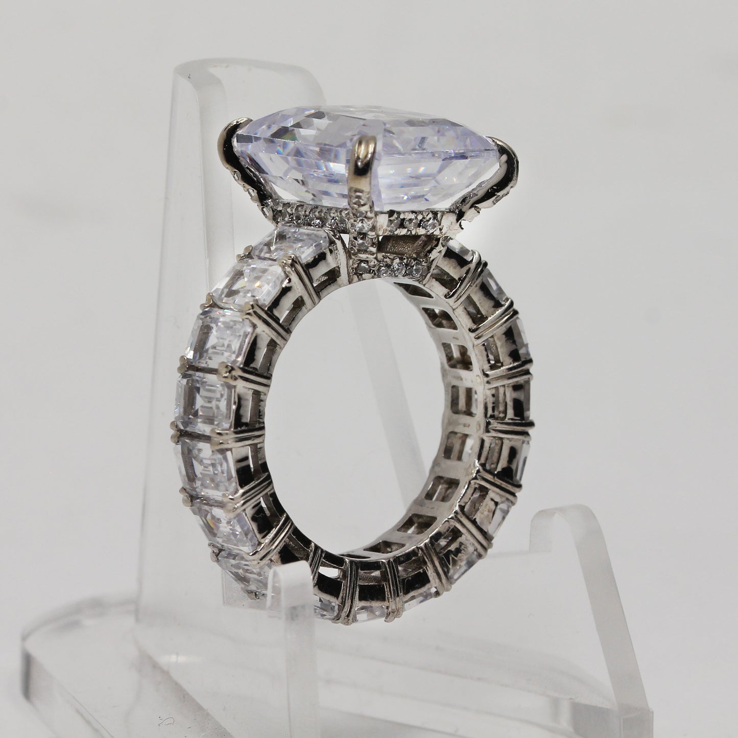 Sterling Silver Emerald Cut Cocktail Ring - Size 5