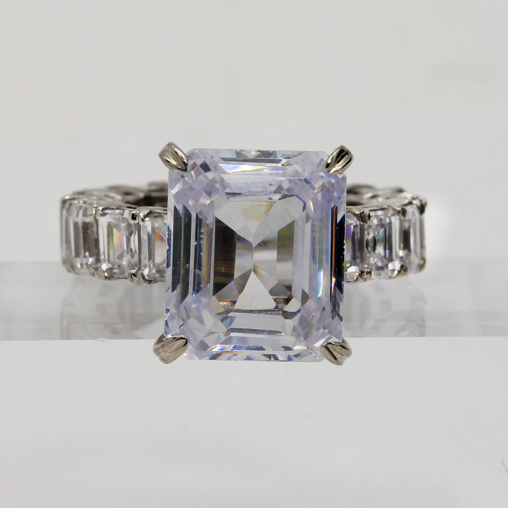 Sterling Silver Emerald Cut Cocktail Ring - Size 5