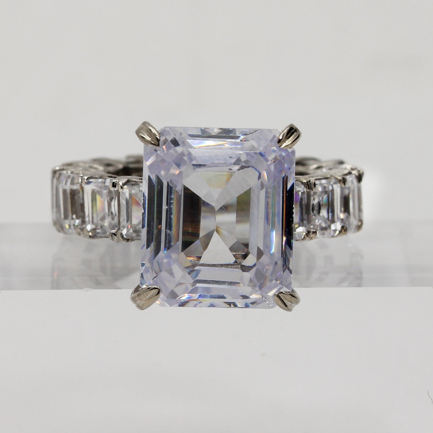 Sterling Silver Emerald Cut Cocktail Ring - Size 5