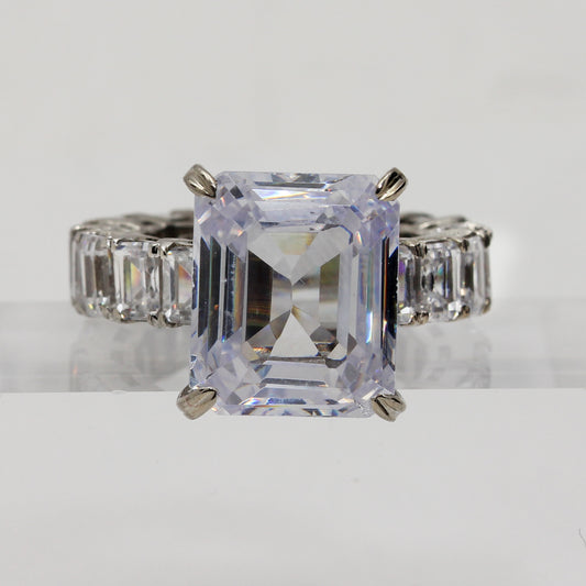 Sterling Silver Emerald Cut Cocktail Ring - Size 5