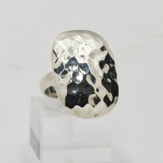 Sterling Silver Hammered Statement Ring- Size 6 1/2