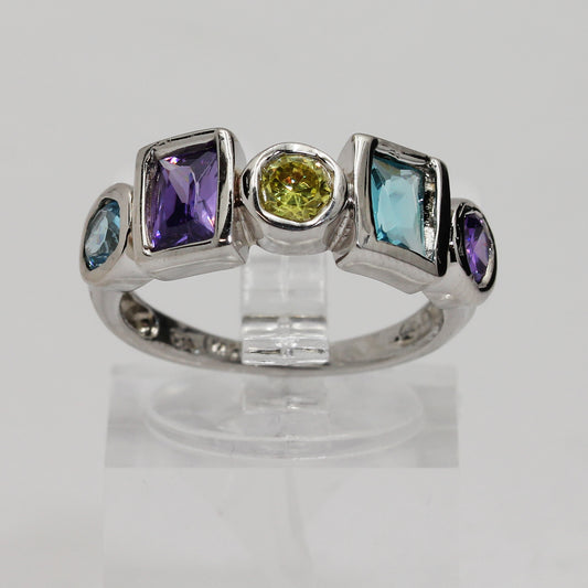 Sterling Silver Multi Stone Ring - Ring 7