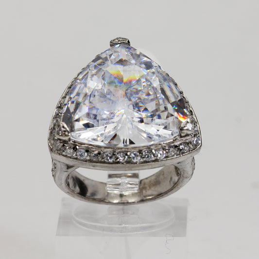 Sterling Silver Triangle Halo Ring - Size 6