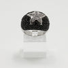 Sterling Silver 'Midnight Star' Pave Ring w Black & Clear Stones - Size 7