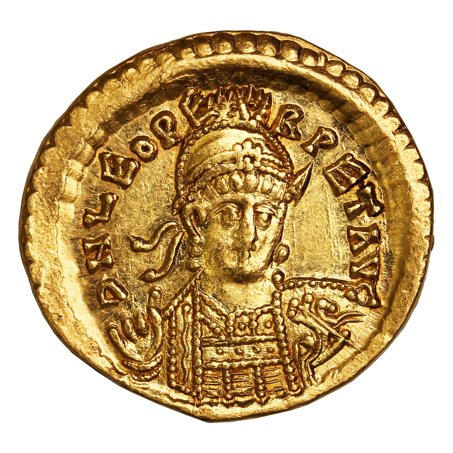 Late Roman Empire 457-474AD Leo I Gold Solidus Almost Uncirculated (AU50)