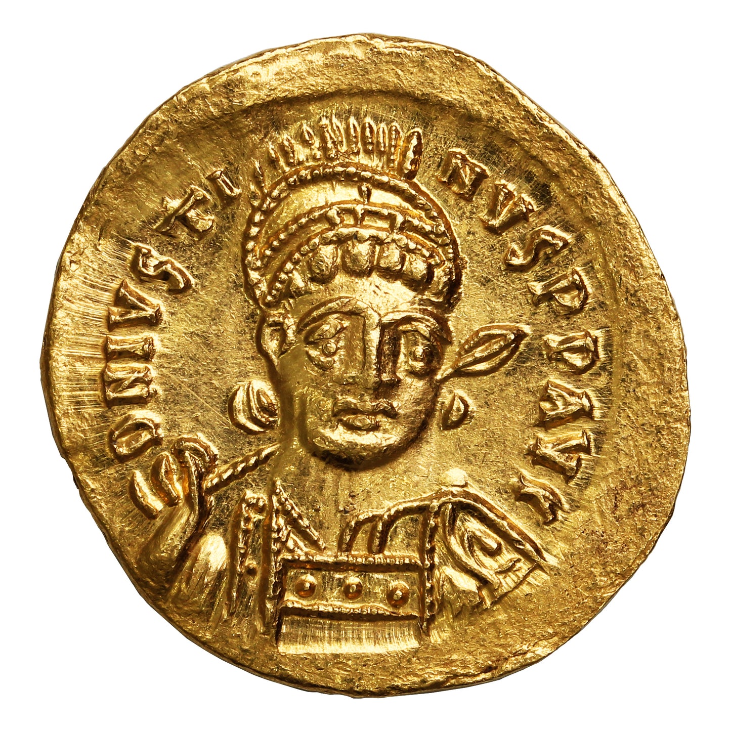 Late Roman Empire 518-527AD Justin I Gold Solidus Uncirculated (MS60)