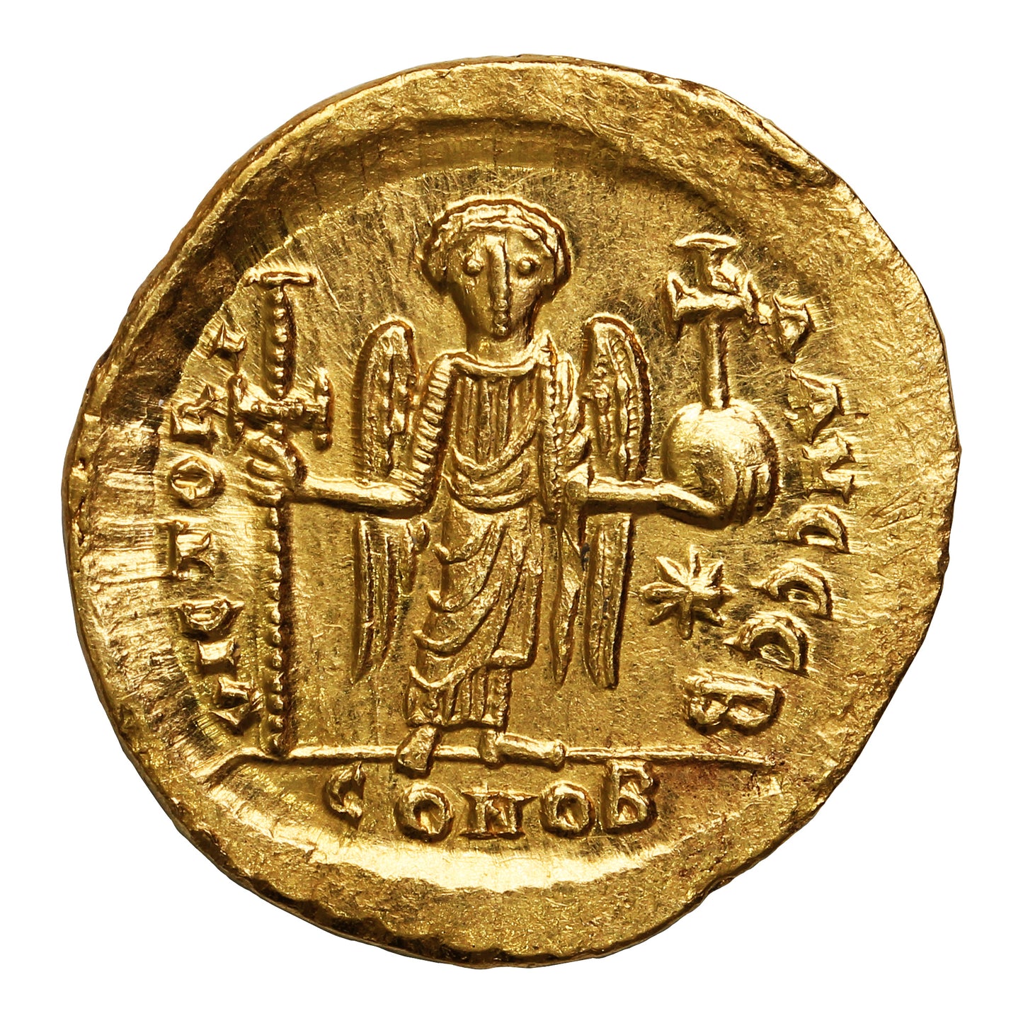 Late Roman Empire 518-527AD Justin I Gold Solidus Uncirculated (MS60)