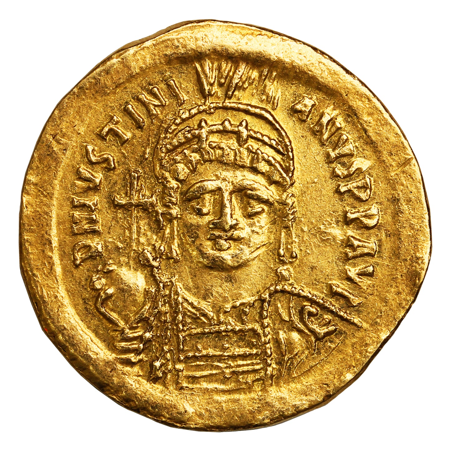 Late Roman Empire 527-565AD Justinian I Gold Solidus Almost Uncirculated (AU50)
