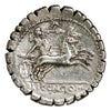Ancient Roman Republic 118BC L. Pomponius Silver Denarius Almost Uncirculated (AU50)