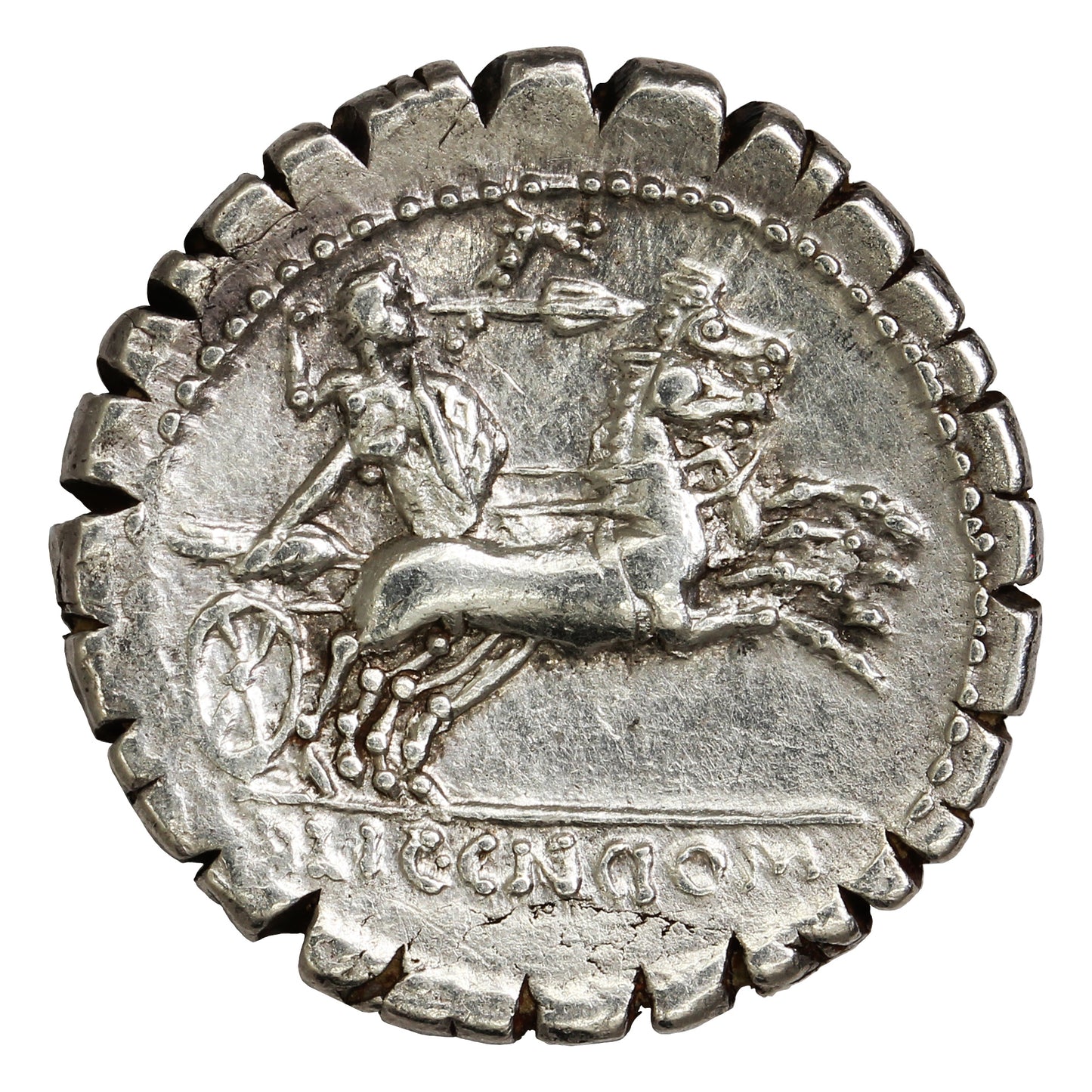 Ancient Roman Republic 118BC L. Pomponius Silver Denarius Almost Uncirculated (AU50)