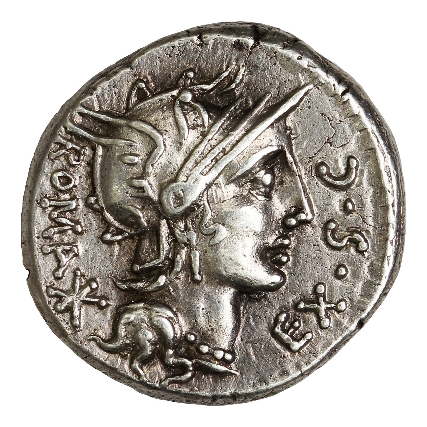 Ancient Roman Republic 116-115BC M. Sergius Silus Silver Denarius EF-AU (EF45)