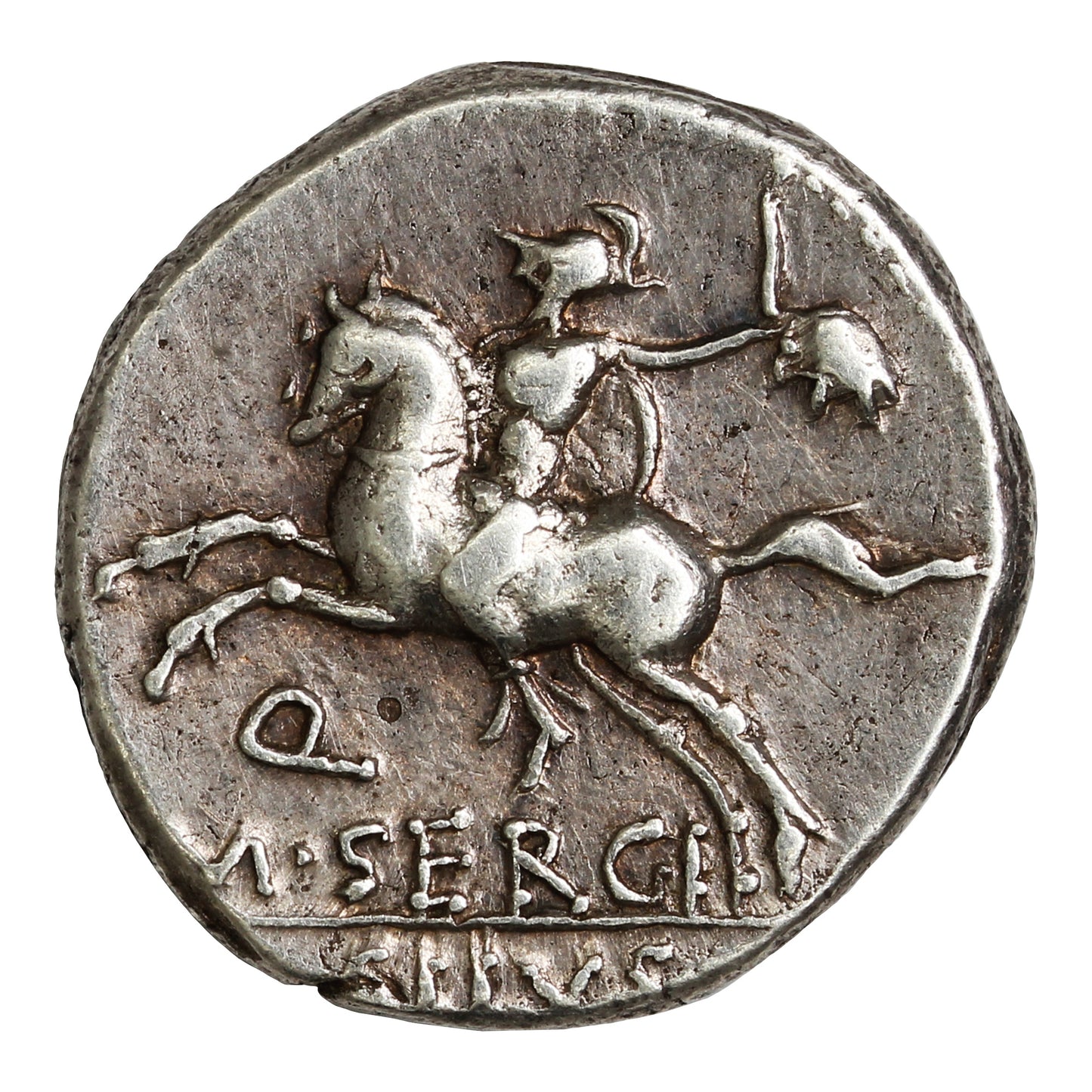 Ancient Roman Republic 116-115BC M. Sergius Silus Silver Denarius EF-AU (EF45)