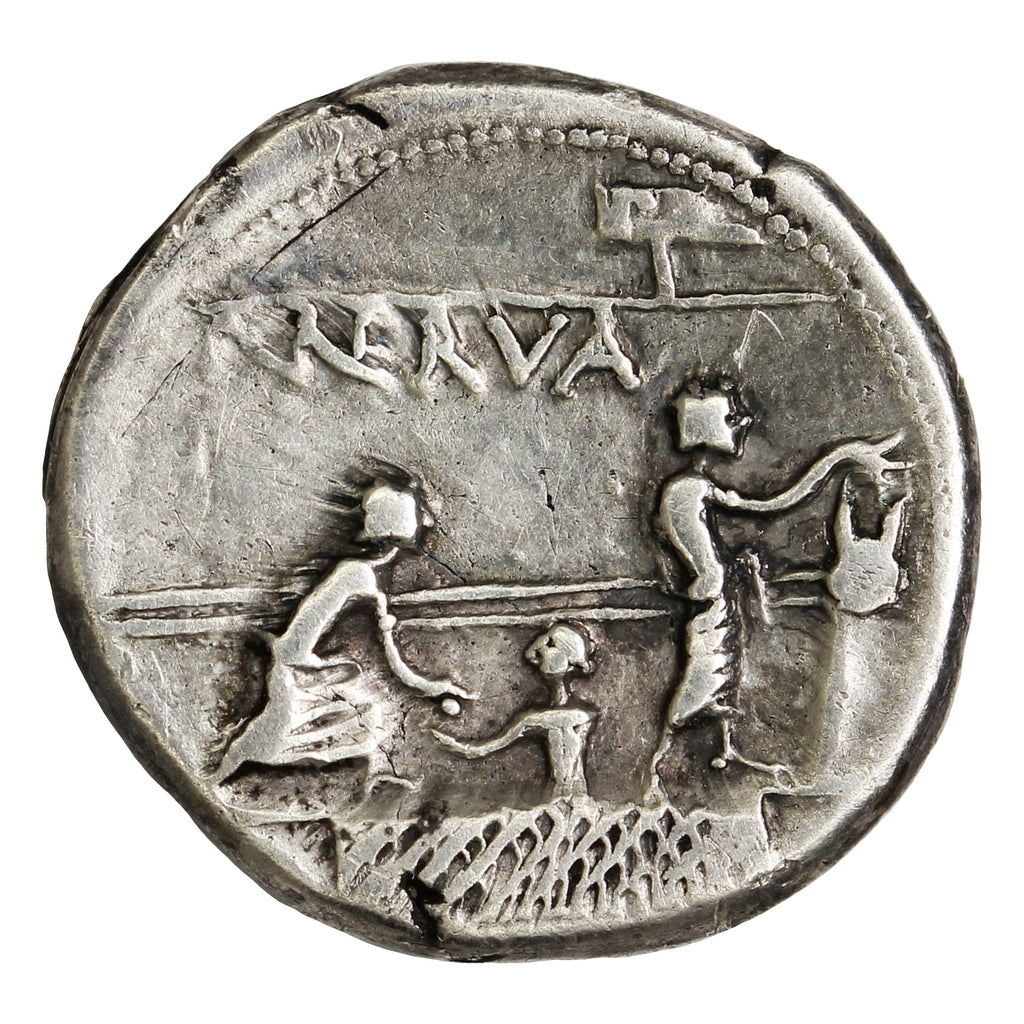 Ancient Roman Republic 113-112BC Voting Scene P. Nerva Silver Denarius VF-EF (VF30)