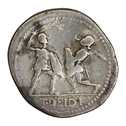 Ancient Roman Republic 113-112BC Gladiators T. Didius Silver Denarius VF-EF (VF30)