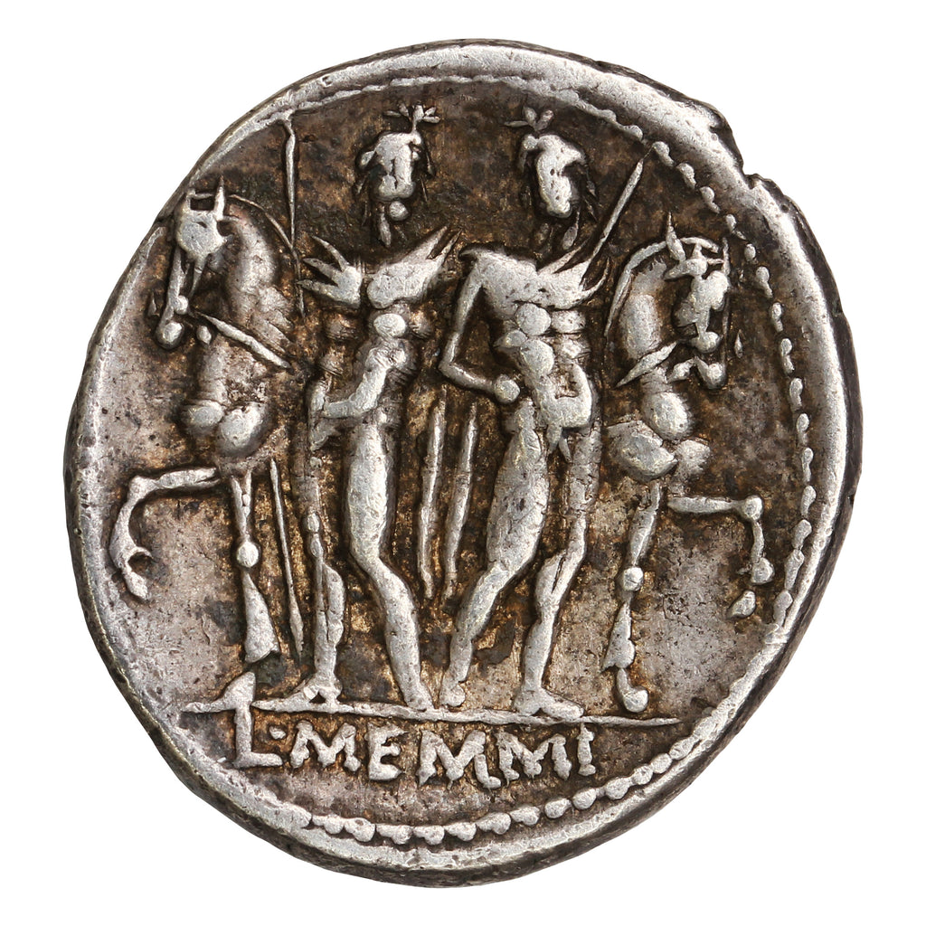 Ancient Roman Republic 109-108BC The Dioscuri L. Memmius Silver Denarius VF-EF (VF30)