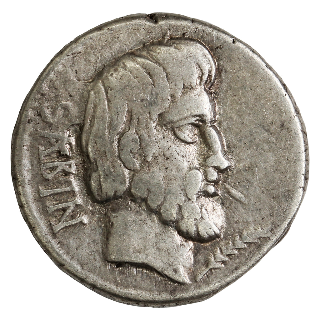 Ancient Roman Republic 89BC Rome Mint L. Titurius Sabinus Silver Denarius VF-EF (VF30)