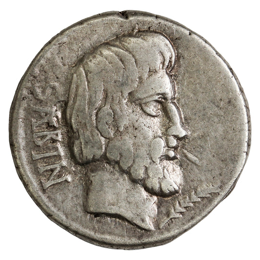 Ancient Roman Republic 89BC Rome Mint L. Titurius Sabinus Silver Denarius VF-EF (VF30)