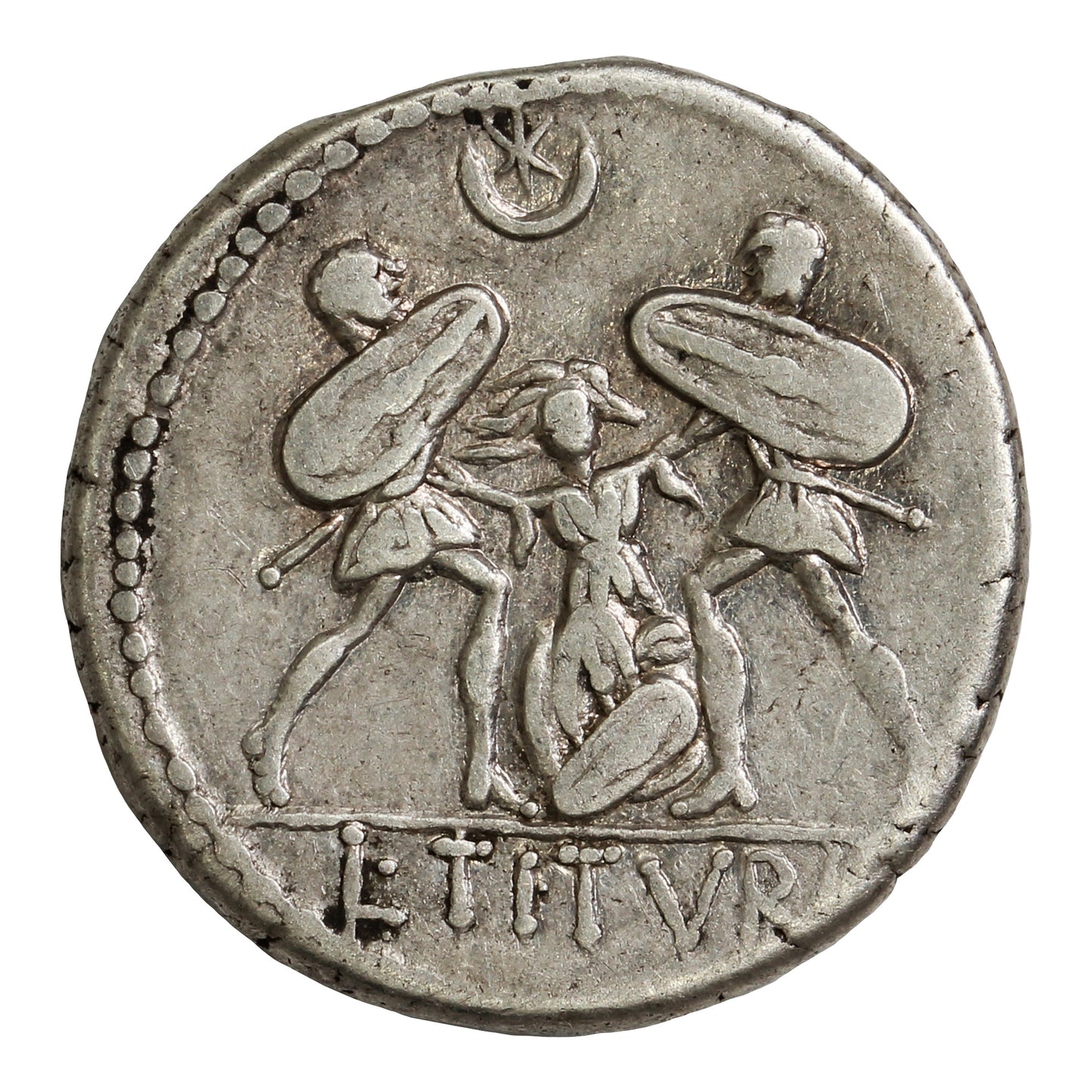 Ancient Roman Republic 89BC Rome Mint L. Titurius Sabinus Silver Denarius VF-EF (VF30)