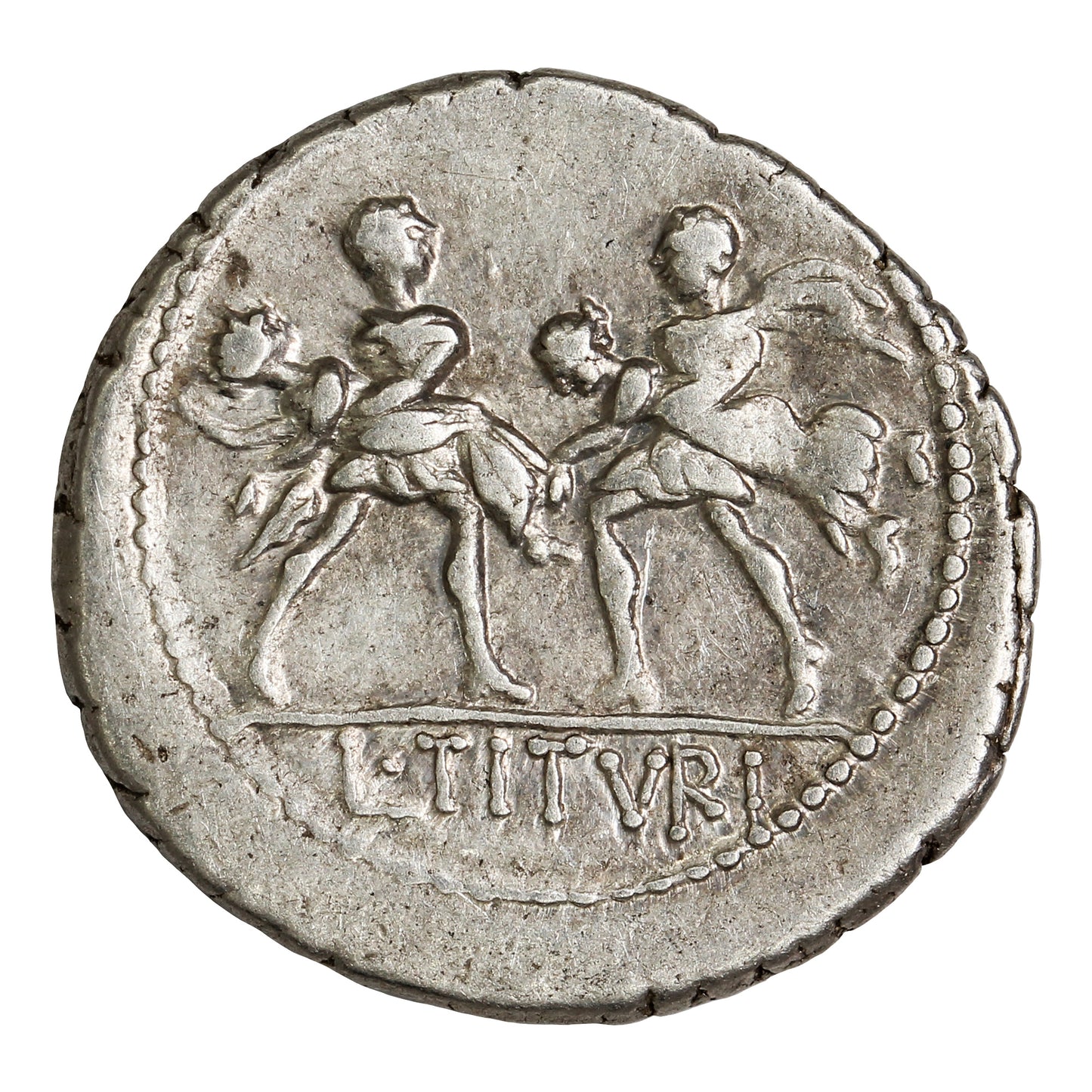 Ancient Roman Republic 89BC Rape of the Sabines Silver Denarius Extra Fine (EF40)